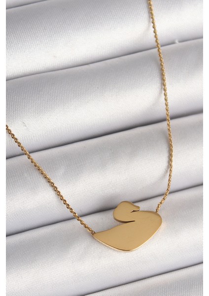 316L Çelik Gold Renk Zincir Kuğu Model Kadın Kolye