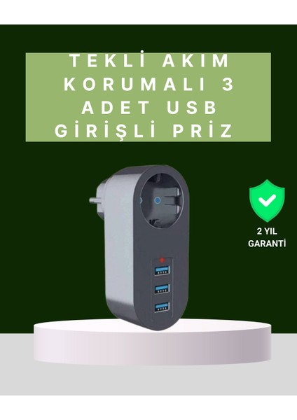 Termal Akım Korumalı 3 Usb'li Güvenli Priz – Akıllı Akım Dengeleme