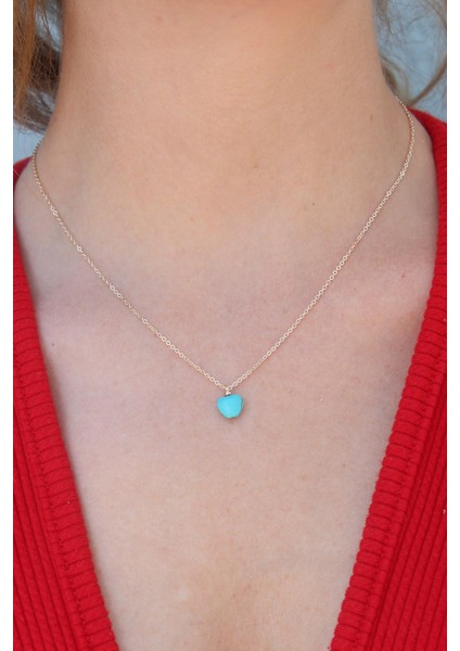 Gold Renk Mavi Boncuk Figür Kadın Kolye