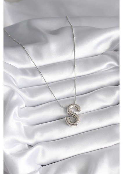 316L Çelik Gümüş Renk Bubble "s" Harf Model Kadın Kolye fiyatları