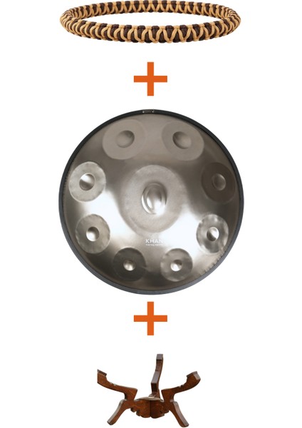 Handpan Seti – El Yapımı Lumina Handpan + Ahşap Stand + Koruyucu Kenar Hasırı