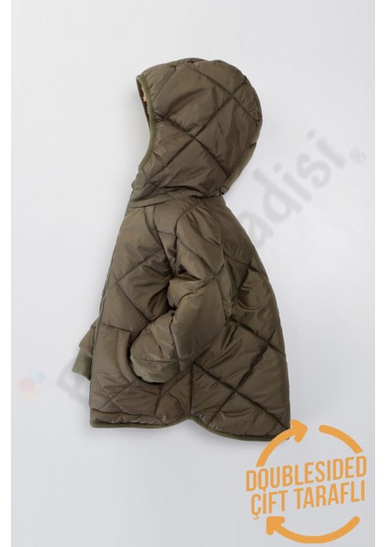 Çift Taraflı Peluş Kürklü Şişme Fermuarlı Cepli Kar Kapüşonlu Kışlık Erkek Bebek Mont Çocuk Kaban indirimleri