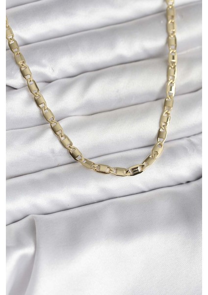 14K Gold Renk Kaplama Plaka Ezme Model Zincirli cm Kadın Kolye