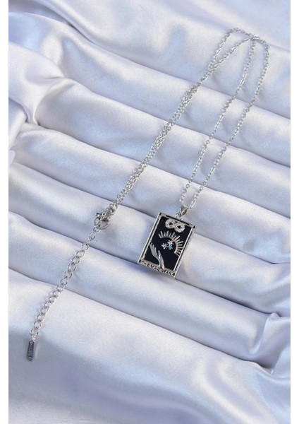 316L Çelik Zincir Gümüş Renk Zirkon Taşlı Sonsuzluk Figürlü Tarot Kolye fiyatları