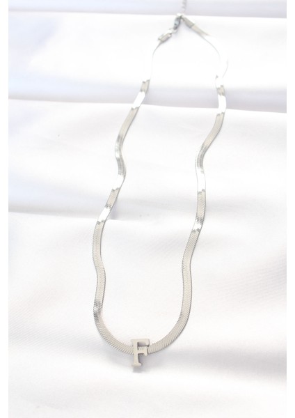 316L Çelik F Harfli Silver Renk Italyan Zincirli Kolye fiyatları