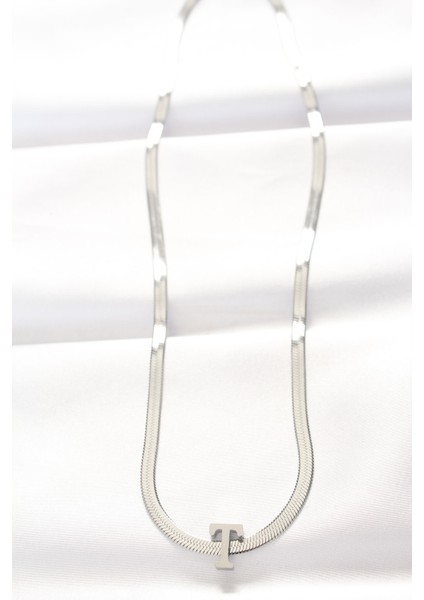 316L Çelik T Harfli Silver Renk Italyan Zincirli Kolye fiyatları