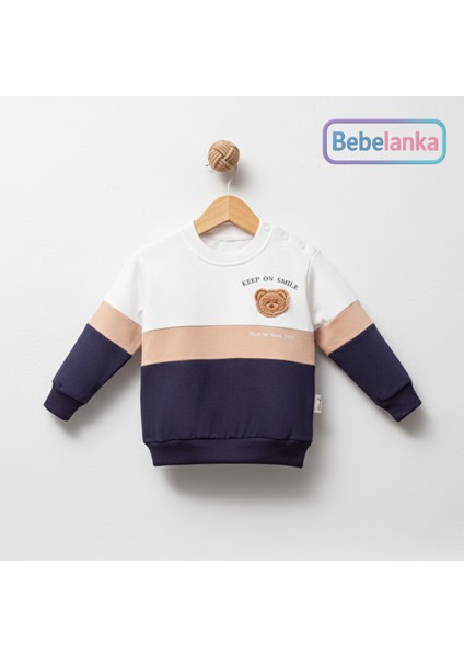 Erkek Çocuk Bej Renk Bloklu Ayıcık Desenli Sweatshirt ve Kargo Eşofman Takımı fiyatları