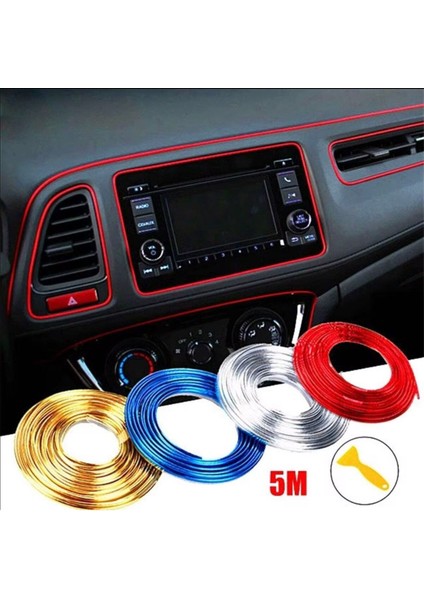 Mavi Araba Oto Trim Dekorasyon Şeridi Kauçuk Elastik Kolay Kurulum 5 Metre Şerit Bant modelleri
