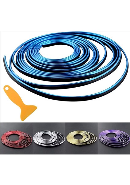 Mavi Araba Oto Trim Dekorasyon Şeridi Kauçuk Elastik Kolay Kurulum 5 Metre Şerit Bant fırsatları