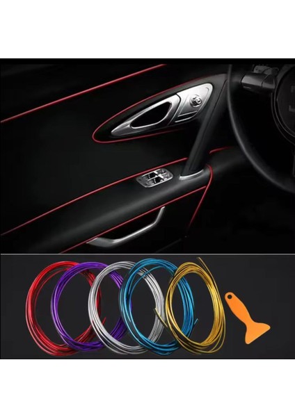 Mavi Araba Oto Trim Dekorasyon Şeridi Kauçuk Elastik Kolay Kurulum 5 Metre Şerit Bant indirimleri