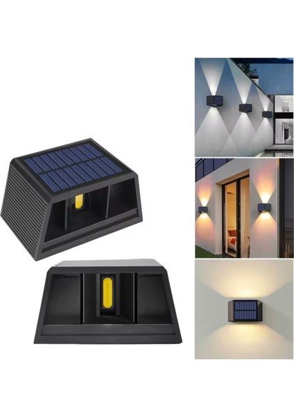 Güneş Enerjili Çift Yönlü Duvar Lambası - Bahçe ve Dış Mekan Aydınlatması