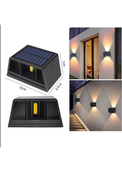 Güneş Enerjili Çift Yönlü Duvar Lambası - Bahçe ve Dış Mekan Aydınlatması fırsatları