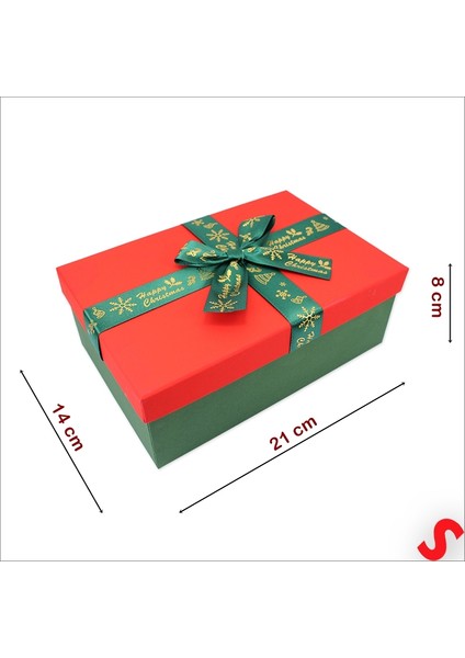 Kırmızı Kapaklı Fiyonklu Yeşil Kutu, 21 cm - Orta Boy fiyatları