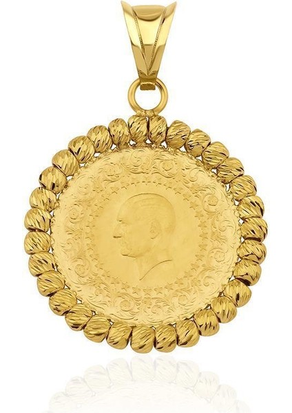 22 Ayar Yatırımlık Yeni Çeyrek Altınlı 14 Ayar Altın Dorika Top Detaylı Tasarım Kolye Ucu fırsatları