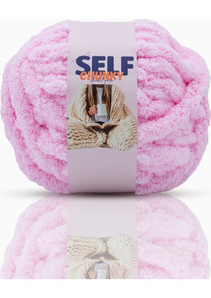 Pembe Chunky Kalın Battaniye Ipi, Kırlent, Puf, Atkı, Elle Örülen Battaniye Örgü Ipi