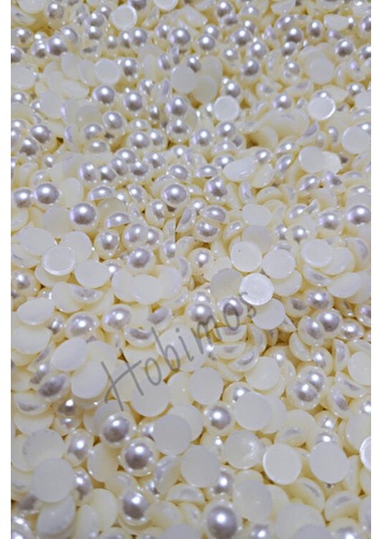 250 Adet Krem 8 mm Deliksiz Yarım Inci - Deliksiz Yapıştırma Krem Inci