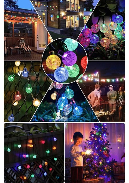 10 Metre 50 Top Güneş Enerjili Solar LED Işık Dekoratif Rgb Yılbaşı Bahçe Balkon ve Teras