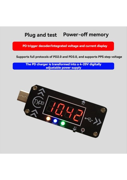 Type-C Pd Hızlı Şarj Tetikleme Demeti Dc Dijital Ekran Voltajı Ampermetre Test Aleti Tam Protokol Pps (Yurt Dışından) modelleri