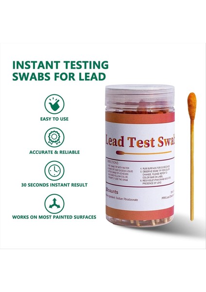 60PCS Kurşun Test Swabs, Tüm Boyalı Yüzeyler, Seramikler, Bulaşıklar, Metal, Ahşap, Kurşun Test Şeritleri Için Anında Kurşun Test Kiti (Yurt Dışından) fiyatları
