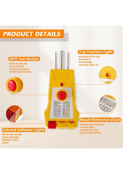 Topraklama Ürünleri Için Outlet Devre Test Cihazları, Gfcı ile Outlet Test Merkezi, Elektrik Vece Test Cihazı 2 Paket Abd Fişi (Yurt Dışından) indirimleri