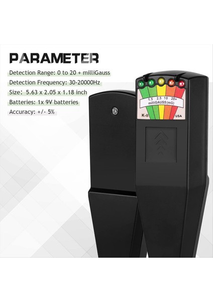 Elektromanyetik Alan Radyasyon Test Cihazı Hayaletleri Yakalama Paranormal Ekipman Dedektörü 5 LED Gauss Emf Metre A (Yurt Dışından) fırsatları