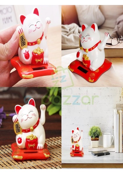 Japon Kültürü Bereket Şans Mutluluk Çağıran Şans Kedisi Solar Panelli Hareketli Pati Maneki Neko fiyatları