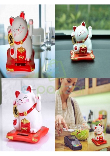 Japon Kültürü Bereket Şans Mutluluk Çağıran Şans Kedisi Solar Panelli Hareketli Pati Maneki Neko modelleri