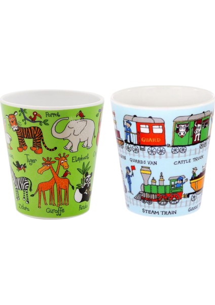 2'li Melamin Alıştırma Bardağı (Jungle & Train)