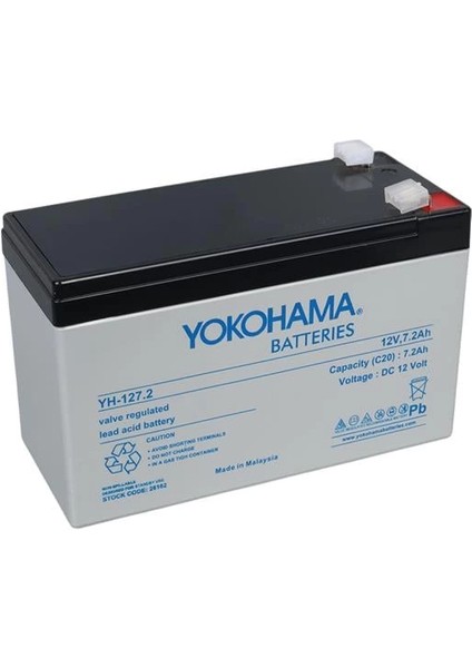YH-127.2 12 Volt - 7.2 Amper Ups'ler Için Akü (150X65X90 Mm)
