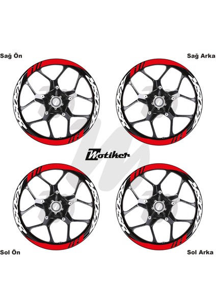 Cfmoto 450SR Geniş Jant Sticker Modeli 16'lı Kırmızı Beyaz fiyatları