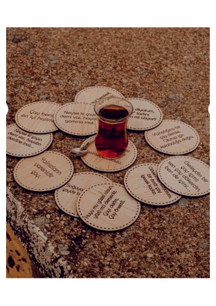 Bardak Altlığı 12'li Çay Sözleri