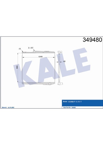 Radyatör Scanıa P /g /r /t (Çerçevesiz) (Mt) Al/brz (940X1048X40)