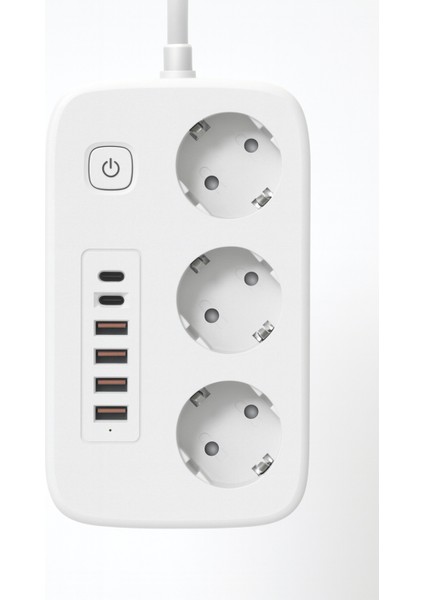 2500W Çoklu Priz 2 Metre – 3’lü Ac Priz +5 USB Çıkışı Akım Korumalı Alev Almayan Gövde,