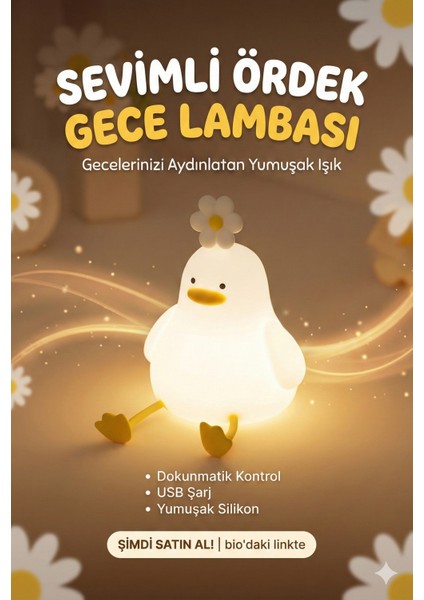 Yumuşak Silikon Gece Lambası –sevimli Ördek Dokunmatik & Sıkınca Yanan