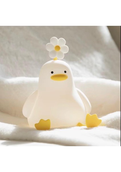 Yumuşak Silikon Gece Lambası –sevimli Ördek Dokunmatik & Sıkınca Yanan