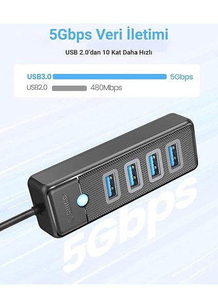 Type-C To Usb-A 3.0 4 Portlu Ultra Slim USB Çoklayıcı Hub Siyah indirimleri