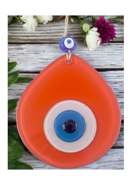 Mavi Nazar Boncuklu Turuncu Renk Nazar Boncuklu Damla Desen El Yapımı Duvar Süsü modelleri