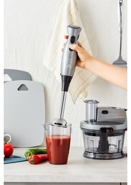 Güçlü ve Şık Mutfak Robotu ve Blender Seti, Antrasit Renk, 2000W Güç ile fiyatları