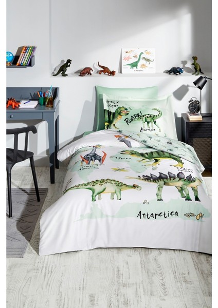 Dinasour Time Tek Kişilik Lastikli Çarşaf Nevresim Takımı 9492
