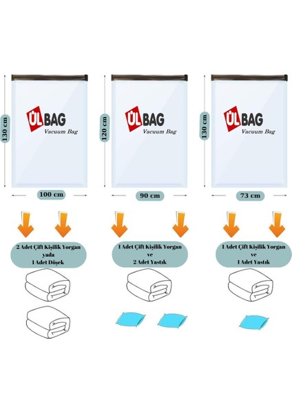 6'lı Büyük Boy Vakumlu Hurç Seti, Yorgan, Elbise ve Yatak Örtüsü Için fiyatları
