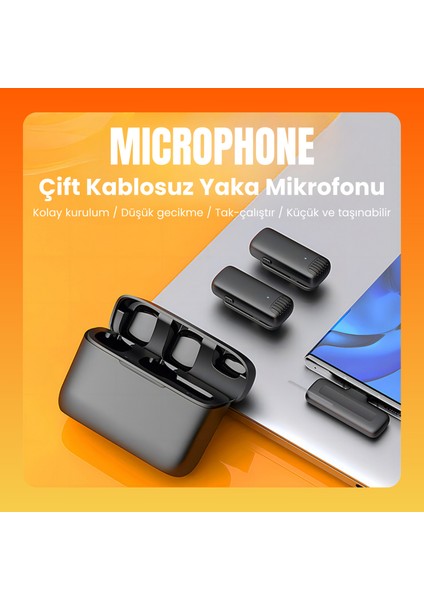Kablosuz Yaka Mikrofonu Wireless Şarj Kutulu Canlı Yayın Ios ve Android Uyumlu Yaka Mikrofonu modelleri