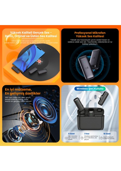 Kablosuz Yaka Mikrofonu Wireless Şarj Kutulu Canlı Yayın Ios ve Android Uyumlu Yaka Mikrofonu indirimleri