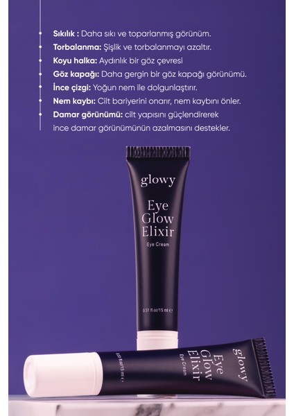 Eye Glow Elixir Koyu Halkalar, Torbalanma, İnce Çizgiler ve Yaşlanma Karşıtı Göz Kremi 15ML modelleri