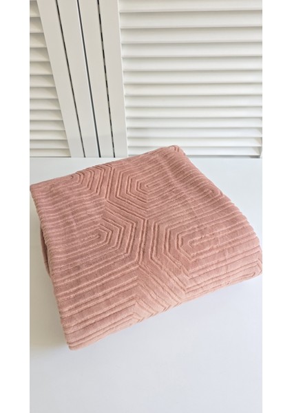 Tek Kişilik Battaniye Kalın Embos Pudra