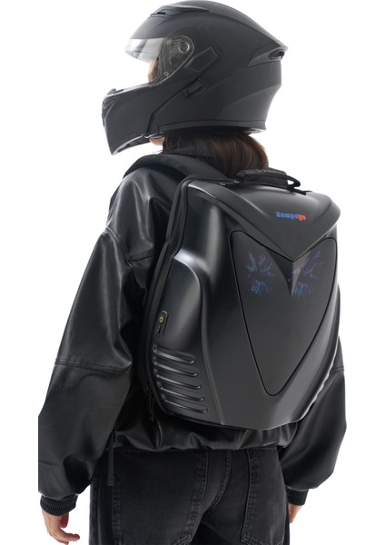 LED Baykuş Gözlü Akıllı Sırt Çantası – Sert Kasa, USB Şarj Girişli