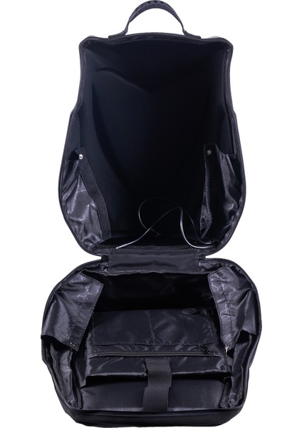 LED Baykuş Gözlü Akıllı Sırt Çantası – Sert Kasa, USB Şarj Girişli