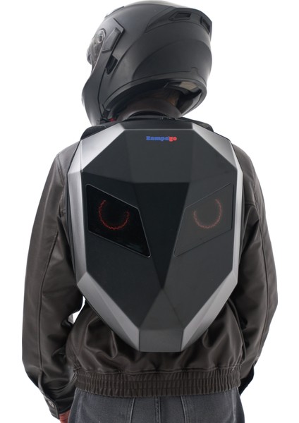 LED Göz Maskeli Akıllı Sırt Çantası – USB Şarj Girişli, Sert Kasa