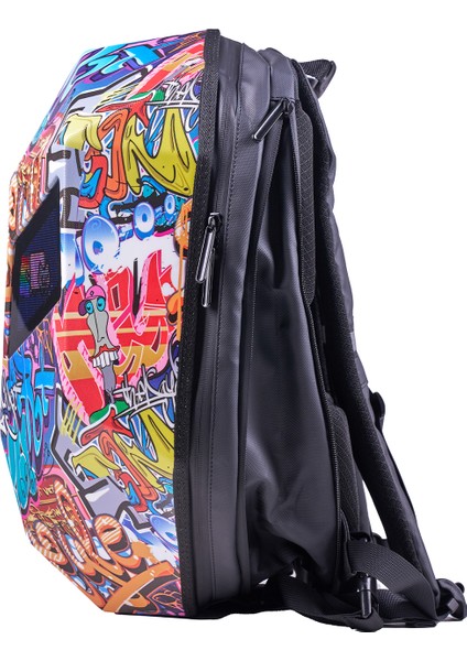 LED Göz Maskeli Grafiti Akıllı Sırt Çantası – USB Şarj Girişli, Sert Kasa indirimleri