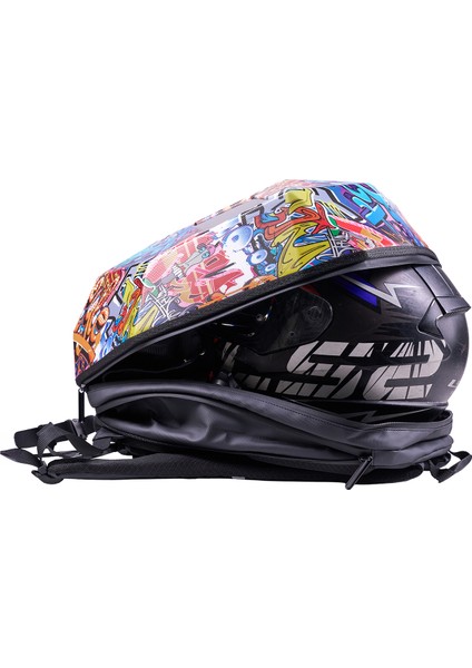 LED Göz Maskeli Grafiti Akıllı Sırt Çantası – USB Şarj Girişli, Sert Kasa