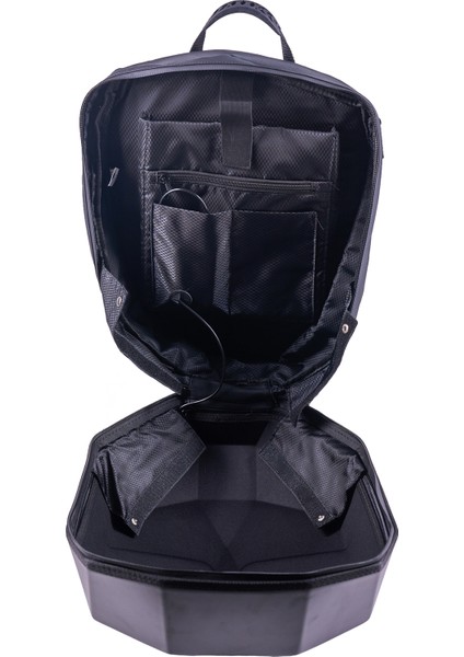 LED Göz Maskeli Akıllı Sırt Çantası – USB Şarj Girişli, Sert Kasa